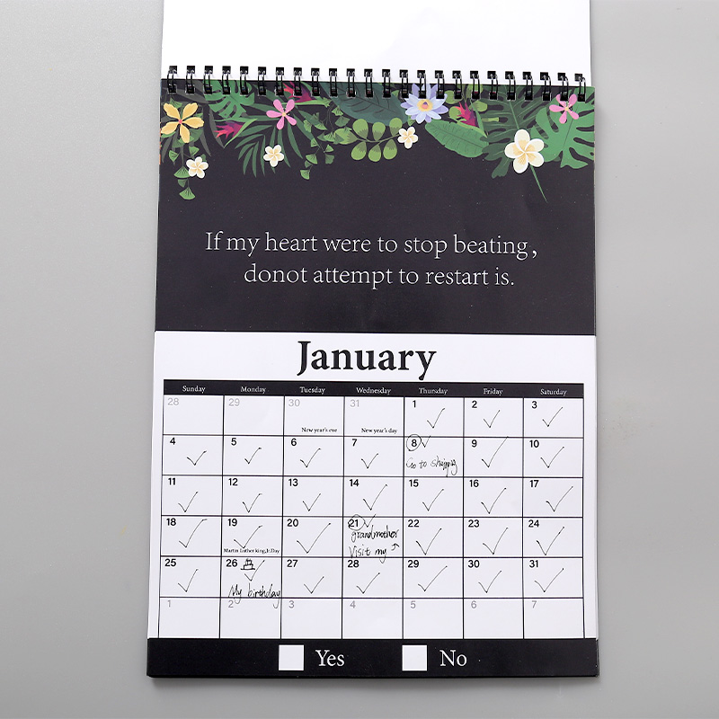 Spiraalköites paksust paberist kalender